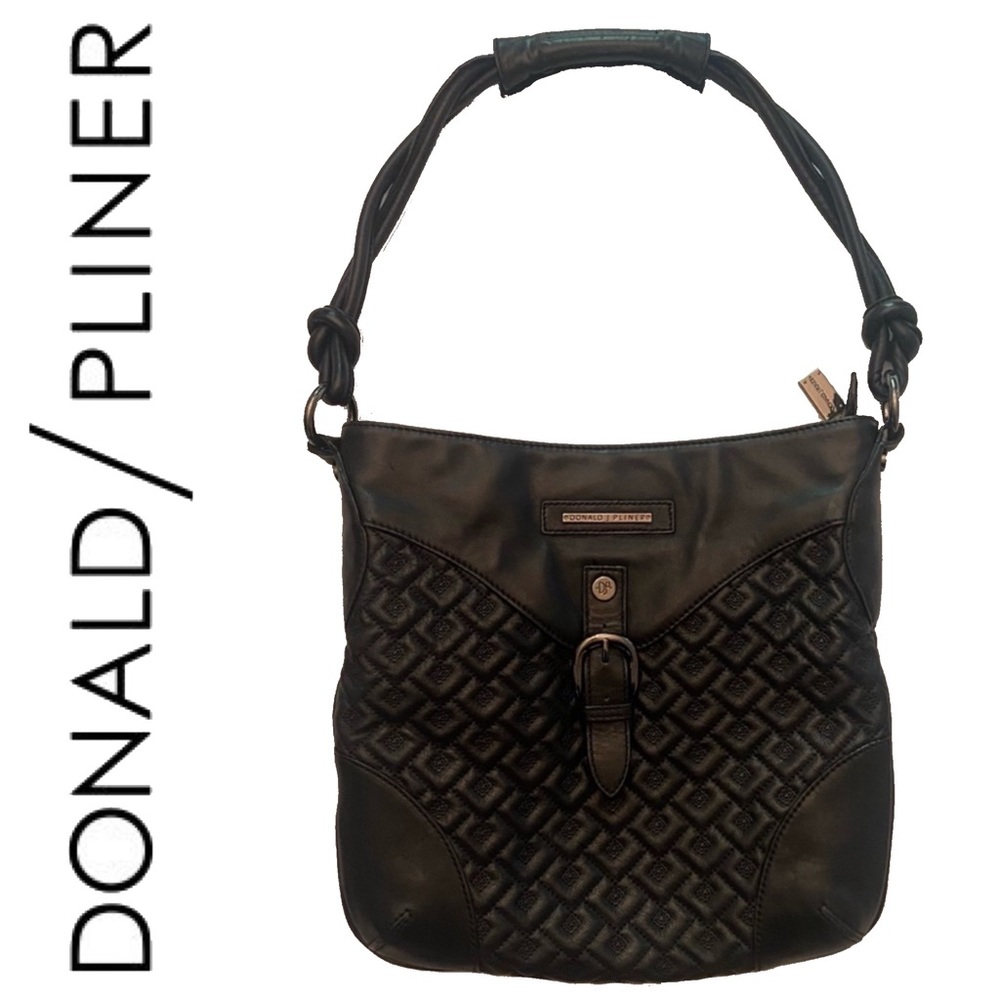 DONALD J PILNER quilted black leather shoulder bag